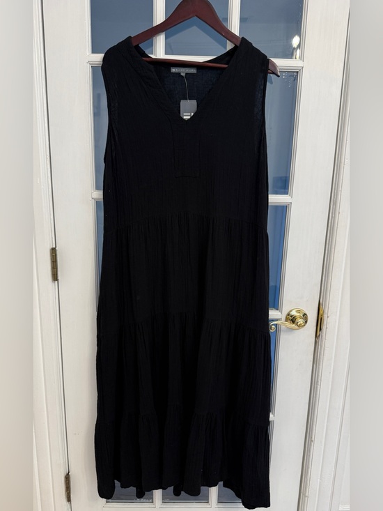 Dresses & Skirts - ELLIOTT LAUREN Women’s Black Cotton Gauze Sleeveless V-Neck Maxi Dress Size L
